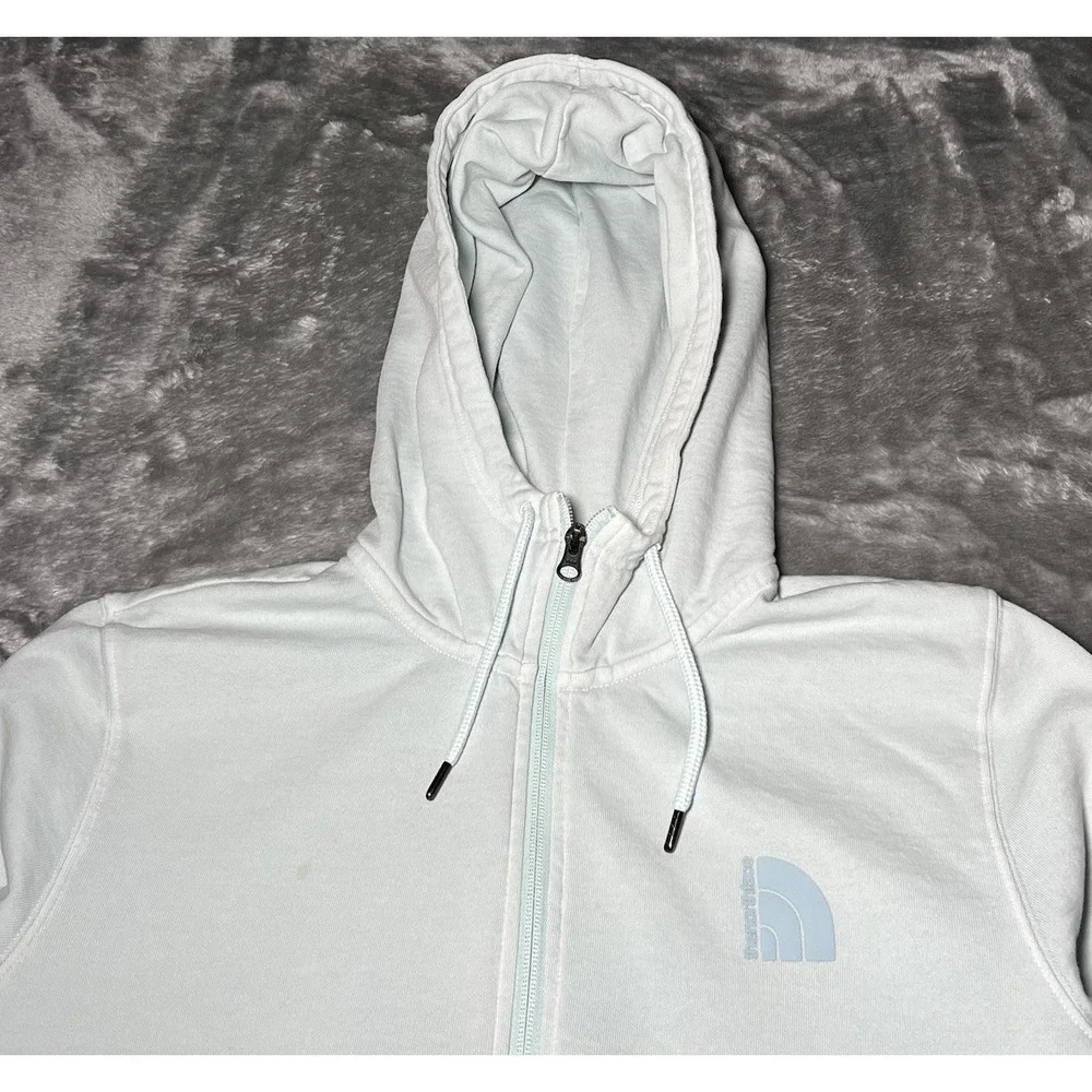 The North Face Hoodie Pullover Sky Blue Drawstring Pockets Regular Fit